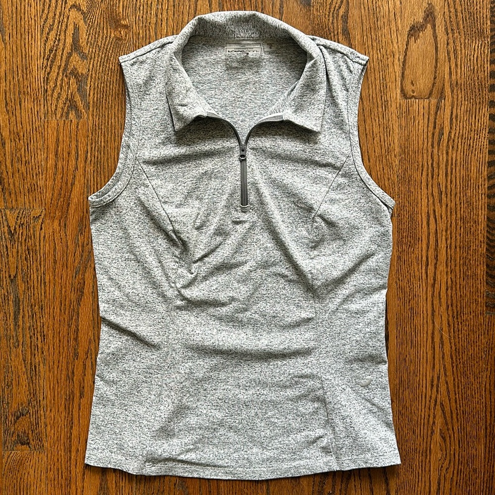 Foray Golf Light Heather Gray Sleeveless Zip Golf Polo S